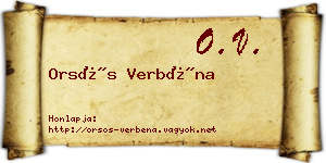 Orsós Verbéna névjegykártya